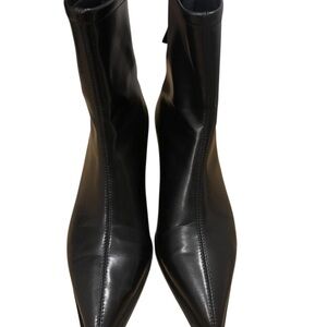 Pointed Toe Black Stretch Ankle Booties